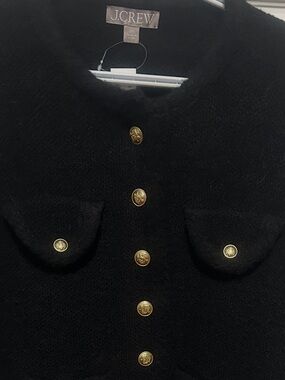 J. Crew Black Bouclé Button-Front Jacket
